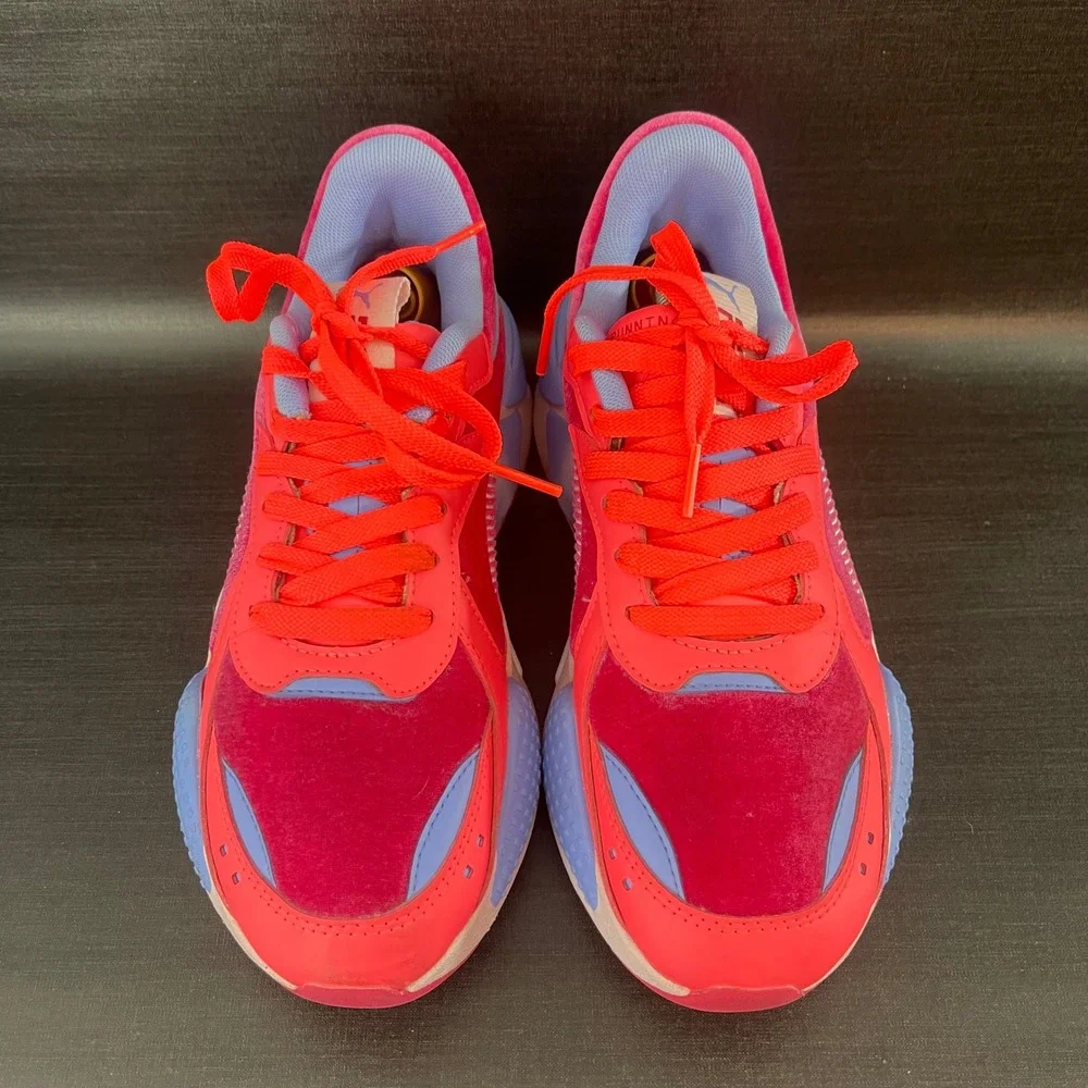 Puma RS-X Kids Size 5.5Y Pink Red Velvet Valentines Heart Athletic Mid Top Shoes